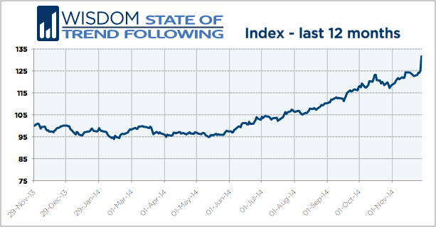 Wisdom State of Trend Following - November 2014 - 12 months